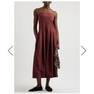 NWT Damson Madder Iris Cotton Poplin Burgundy Midi Dress